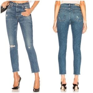 GRLFRND Karolina High Rise Distressed Jeans in Sixpence